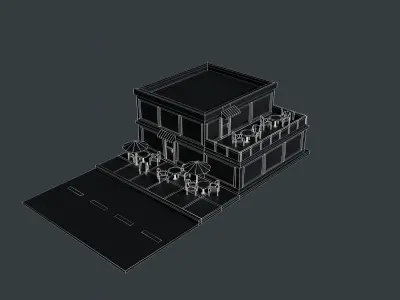 Small coffee house LowPoly Low-poly 3D model