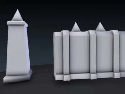Lowpoly Column and Wall Low-poly 3D model