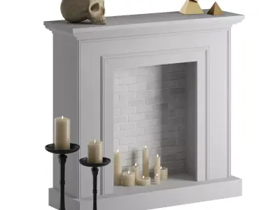 Decorative Fireplace with Candles 3D model