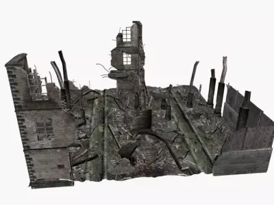 ruined city  Low-poly 3D model