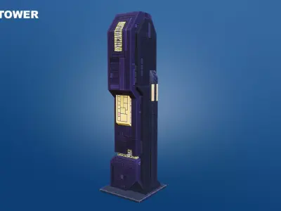 Low Poly Sci-Fi Building 3 - Evil - Pixel City 3D Asset Pack Low-poly 3D model