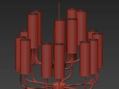 Brass Blue Glass Tube Chandelier by Hans Agne Jakobsson 3D model purchase