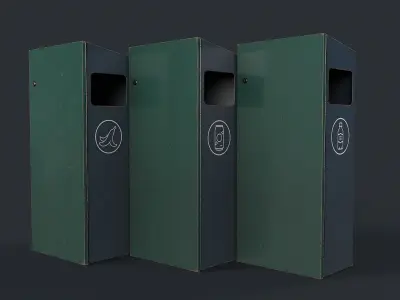 Street Trash Can 16 PBR Game Ready Low-poly 3D model