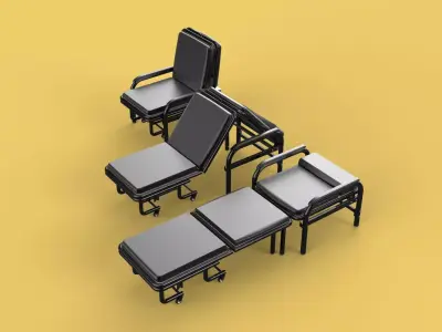 HOSPITAL ROOM ACCOMPANY CHAIR PATIENT FOLDABLE NURSING CHAIR BED 3D model
