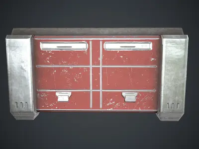 Sci-Fi Box Props Red Low-poly 3D model