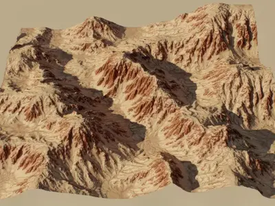 Red Sandy Rocky Terrain 4k PBR Landscape Low-poly 3D model
