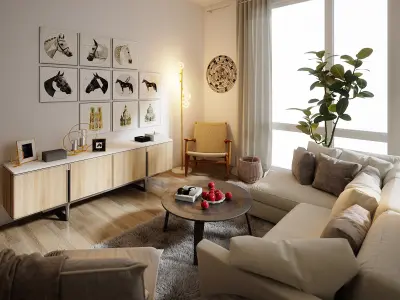 Living room log style 3D model