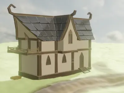 Low poly Elf House Low-poly 3D model