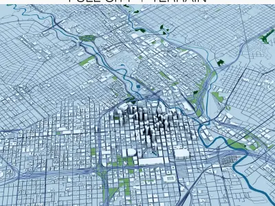 Houston with terrain 3D model