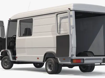  Multi Purpose Commercial Transport Van White Rigged for Maya 