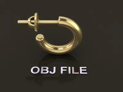 Earring Hoop Rope Opened Back 7mm Width Inside  3D print model