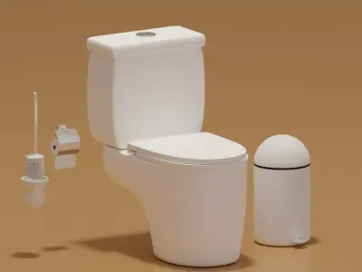 Toilet Toilet Brush Toilet Paper 3D model