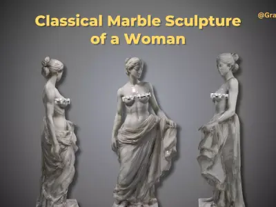 Classical Marble Sculpture of a Woman Statue Low-poly 3D model