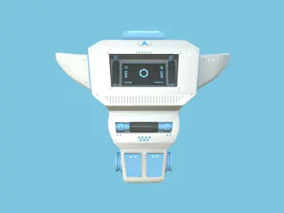 SciFi Backpack 02 White Blue - Character Fashion Design Low-poly 3D model