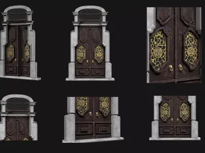 Four wooden doors of different styles 3D Model Pack
