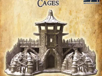 Orc Beast Cages Tabletop Terrain 28 mm 3D print model
