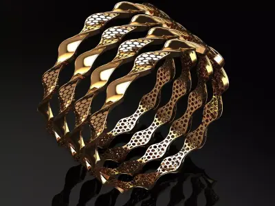 1296 Golden Tides Bangle 60MM-8gm 3D print model