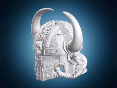 Ornate Horned Warrior Helmet 3D print model
