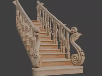 Gothic Halloween Staircase 3D model