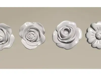 White plaster flowers 3D model