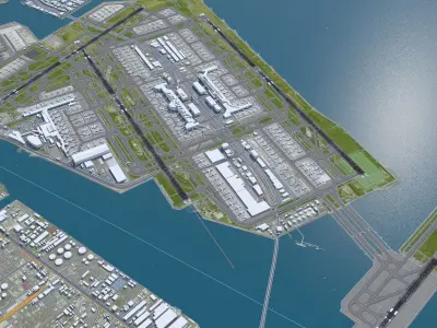 Tokyo Haneda Airport 10km Low-poly 3D model
