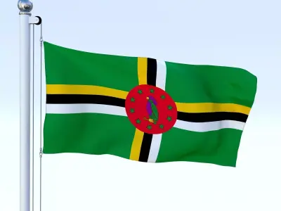 Animated Dominica Flag Low-poly 3D model