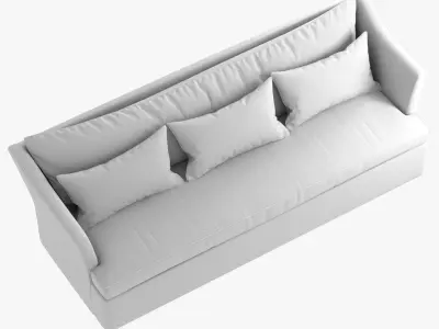 Custom made white three seat sofa 3D model
