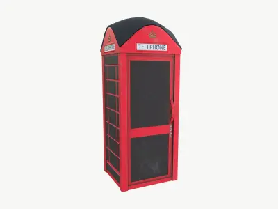 Red British Telephone Booth Low-poly 3D model