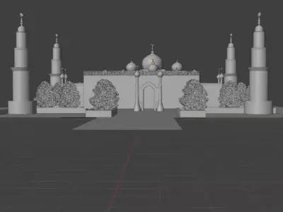mosque cami garden bahce Free 3D model