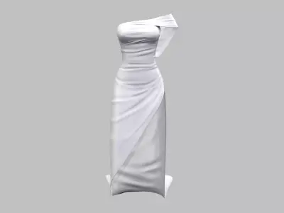 Cyberpunk Off Shoulder One-Shoulder Wrap Dress Low-poly 3D model