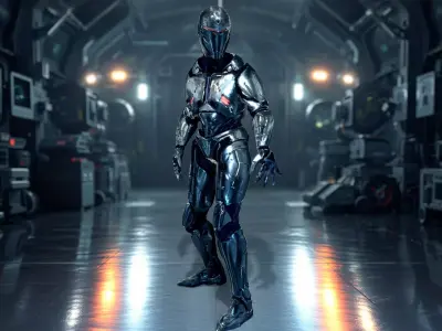 Futuristic Black Cyborg model pack Low-poly 3D model