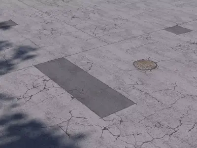Editable Asphalt with cracks and patches 3D model
