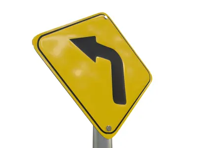 Sharp Turn Traffic Sign 3D model