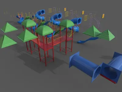 PBR Playground Outdoor Jungle Gym 15 A Low-poly 3D model