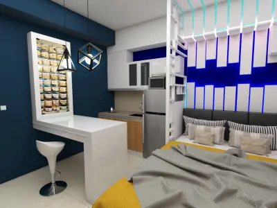 23 sqm  flat interior scene 3D model