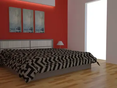 bedroom with walls and wooden floors 3D model buy