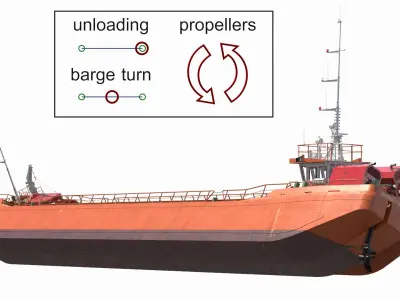  Industrial Split Barge Empty State Orange Rigged 