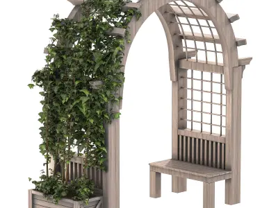 Wooden Garden Arbor 04 3D model