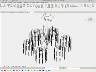 Chandelier or Classical Hanging Lamp Revit Family Interior 3D model