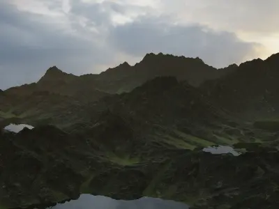 Landscape Mountains crevices  3D model