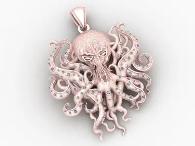 Octopus Diamond Pendant 3d printable Model 3D print model