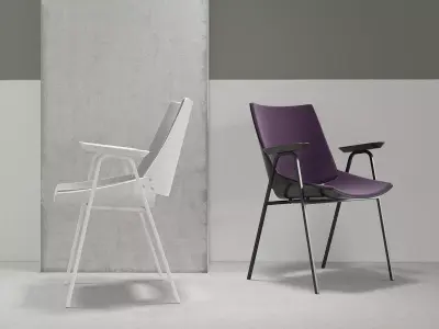 Shell Armchair with Seat and Back Cushions 3D model