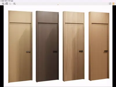 door Modern Wooden Interior Door with Furniture architectural 3D model get