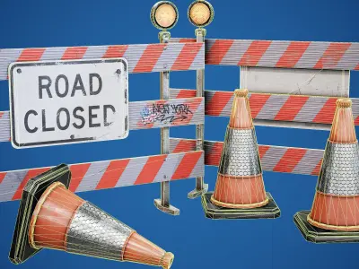 Traffic Barriers - PBR Game Ready Props Low-poly 3D model