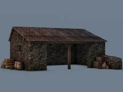 Farm stable with props 3D model
