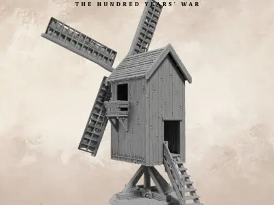 Medieval wooden windmill 3D print model