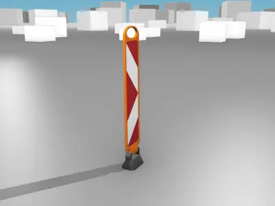 White and Red Road Traffic Barrier - Part 9- Low-poly 3D model