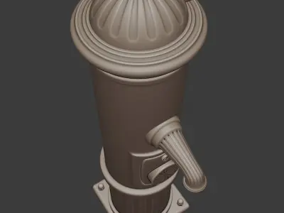 Vintage fountain bollard with knob scale at several scales 3D model