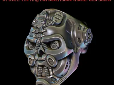 Skull ring jewelry Mech robotic vol1 3D print model