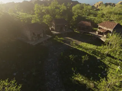 Pond Village Scene 3D model